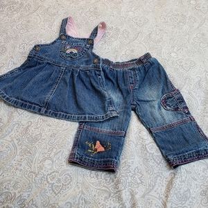 3/$39. Jeans and denim dress for 6 month old child.